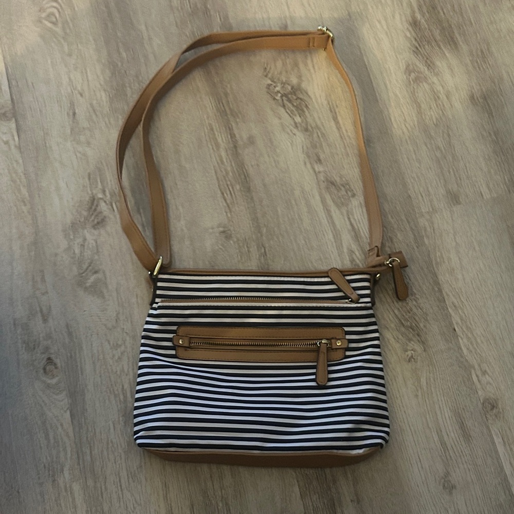 Striped Tan and Black Women's Bag